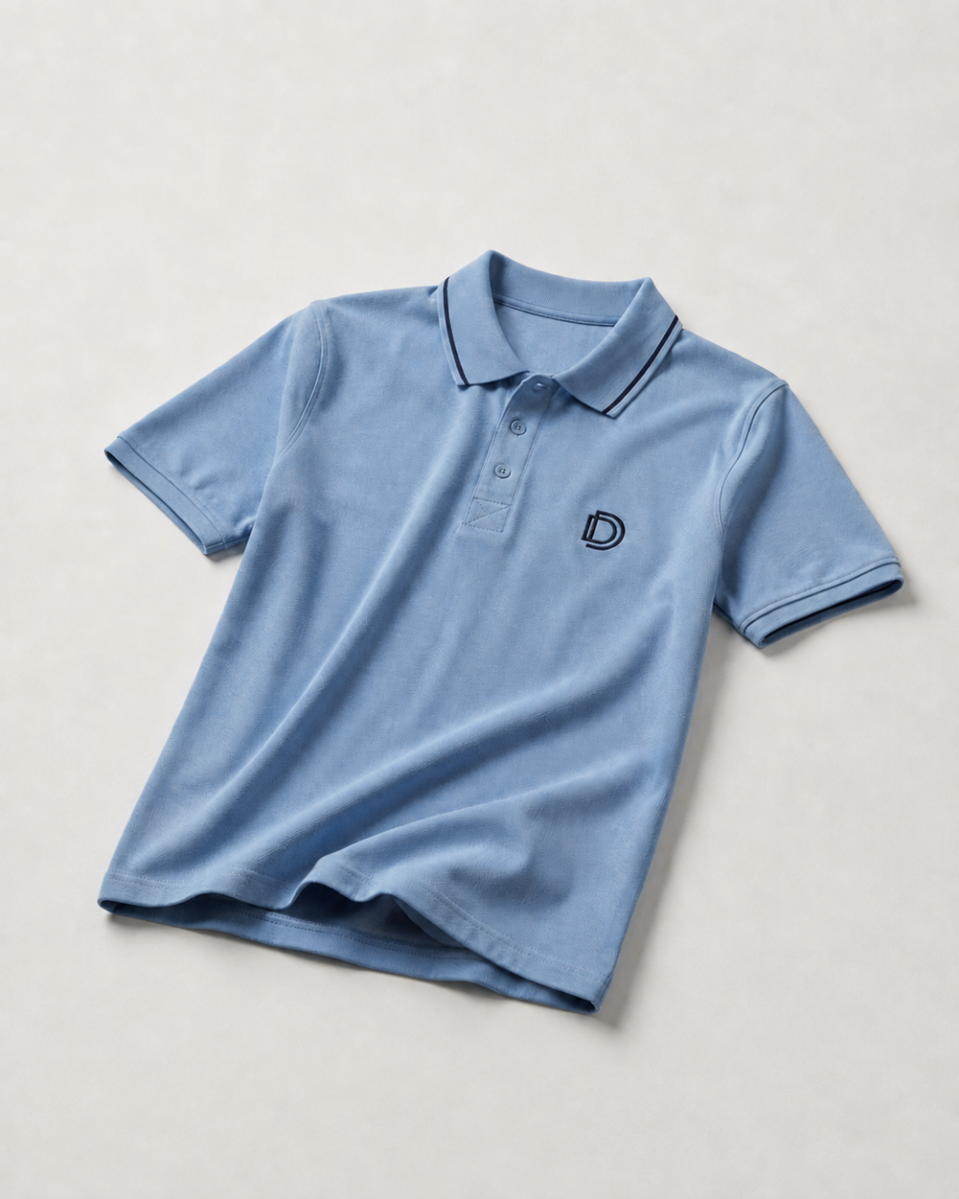 Sky Blue Textured Polo T-Shirt