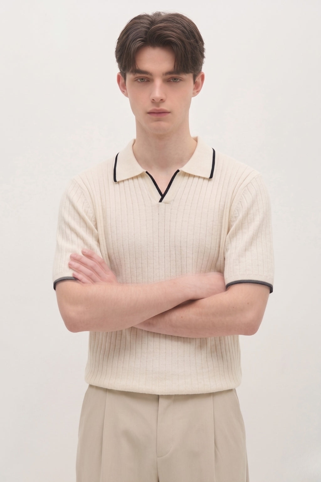 Beige Signature Polo Tee