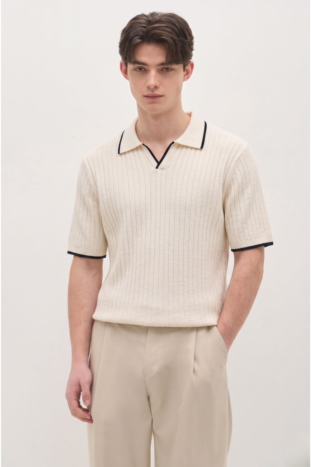 Beige Signature Polo Tee
