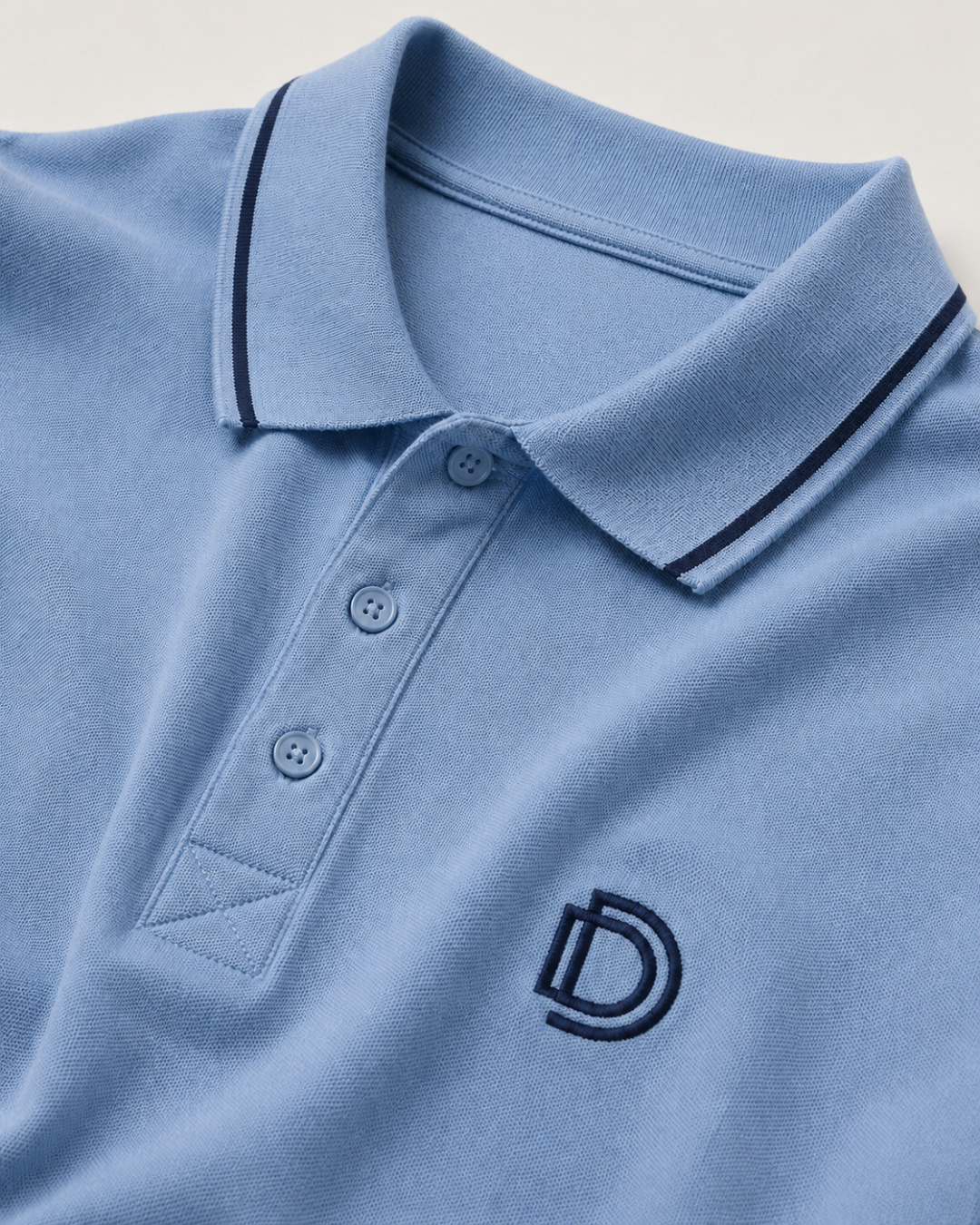 Sky Blue Textured Polo T-Shirt