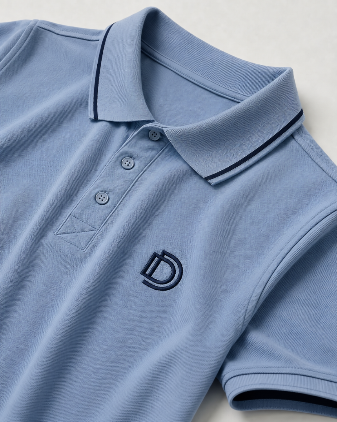 Sky Blue Textured Polo T-Shirt
