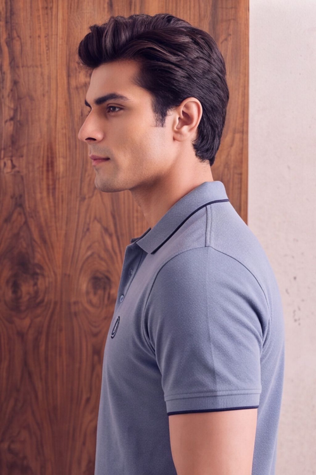 Sky Blue Textured Polo T-Shirt