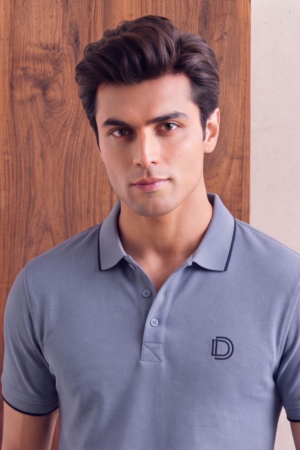 Sky Blue Textured Polo T-Shirt