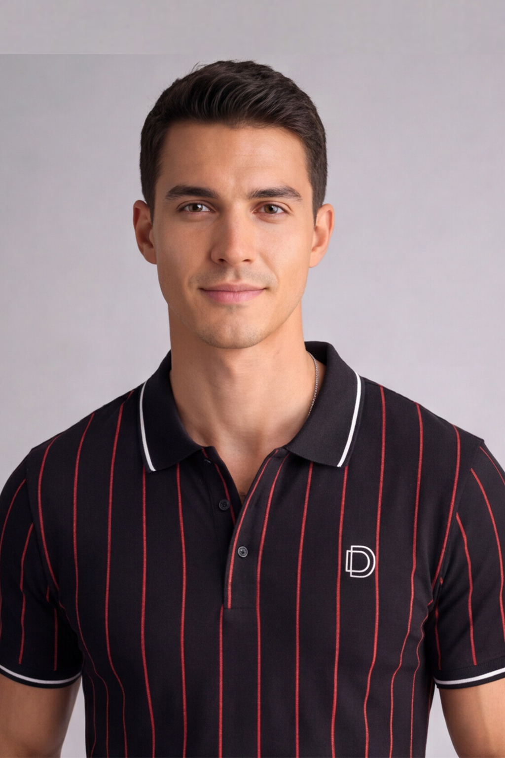 Black Pinstripe Polo T-Shirt
