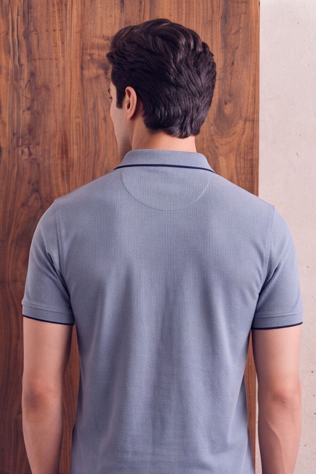 Sky Blue Textured Polo T-Shirt