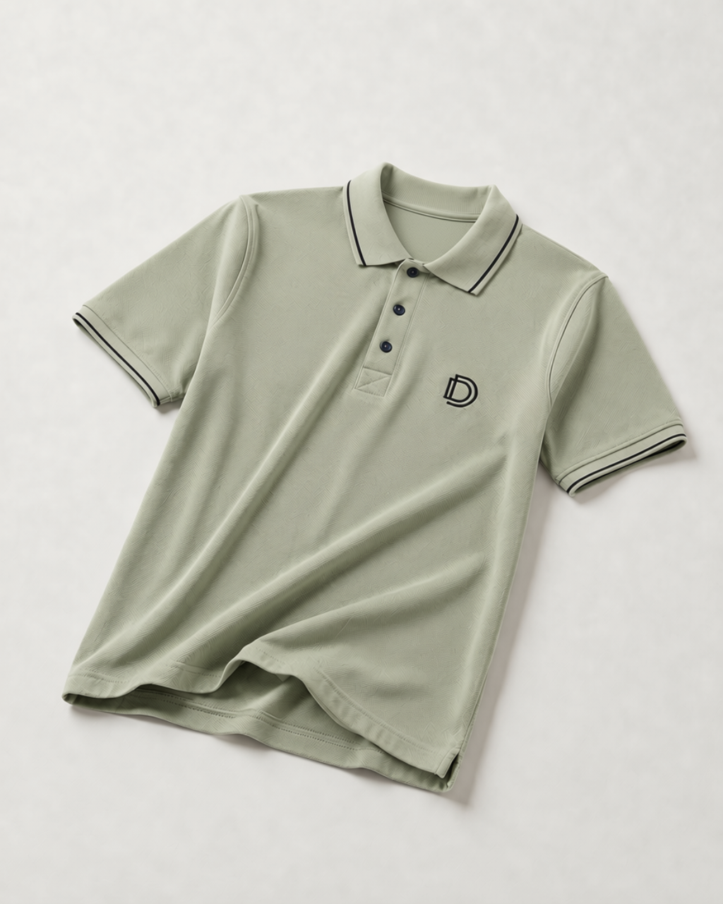 Olive Green Textured Polo T-Shirt