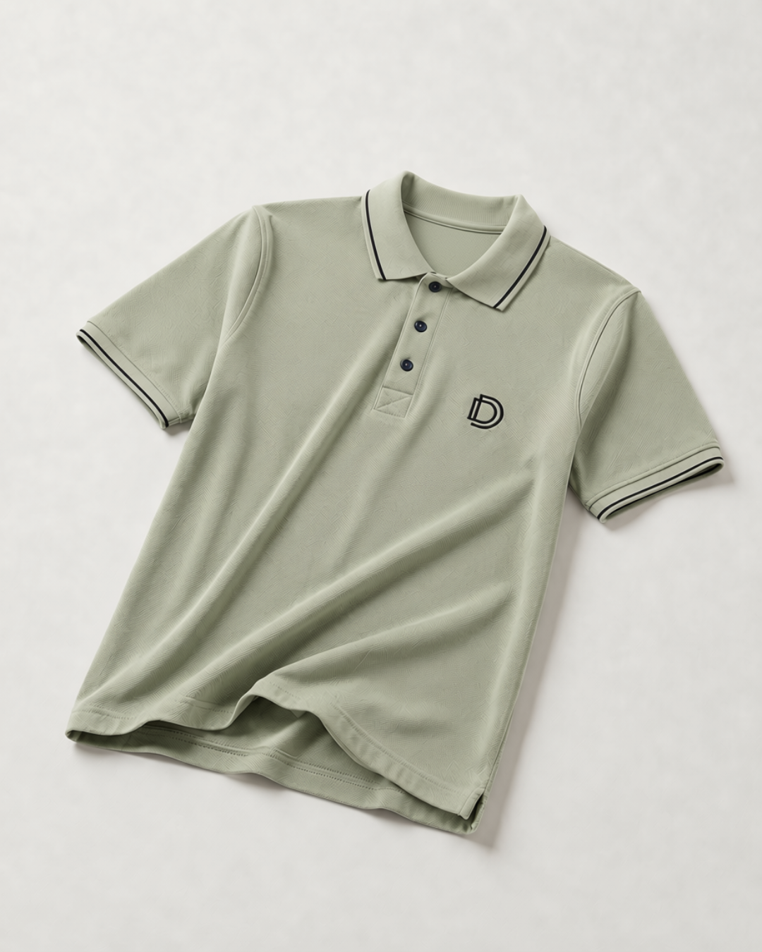 Olive Green Textured Polo T-Shirt