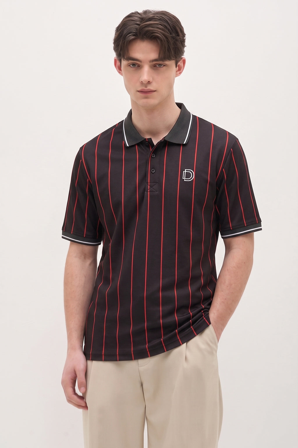 Black Pinstripe Polo T-Shirt