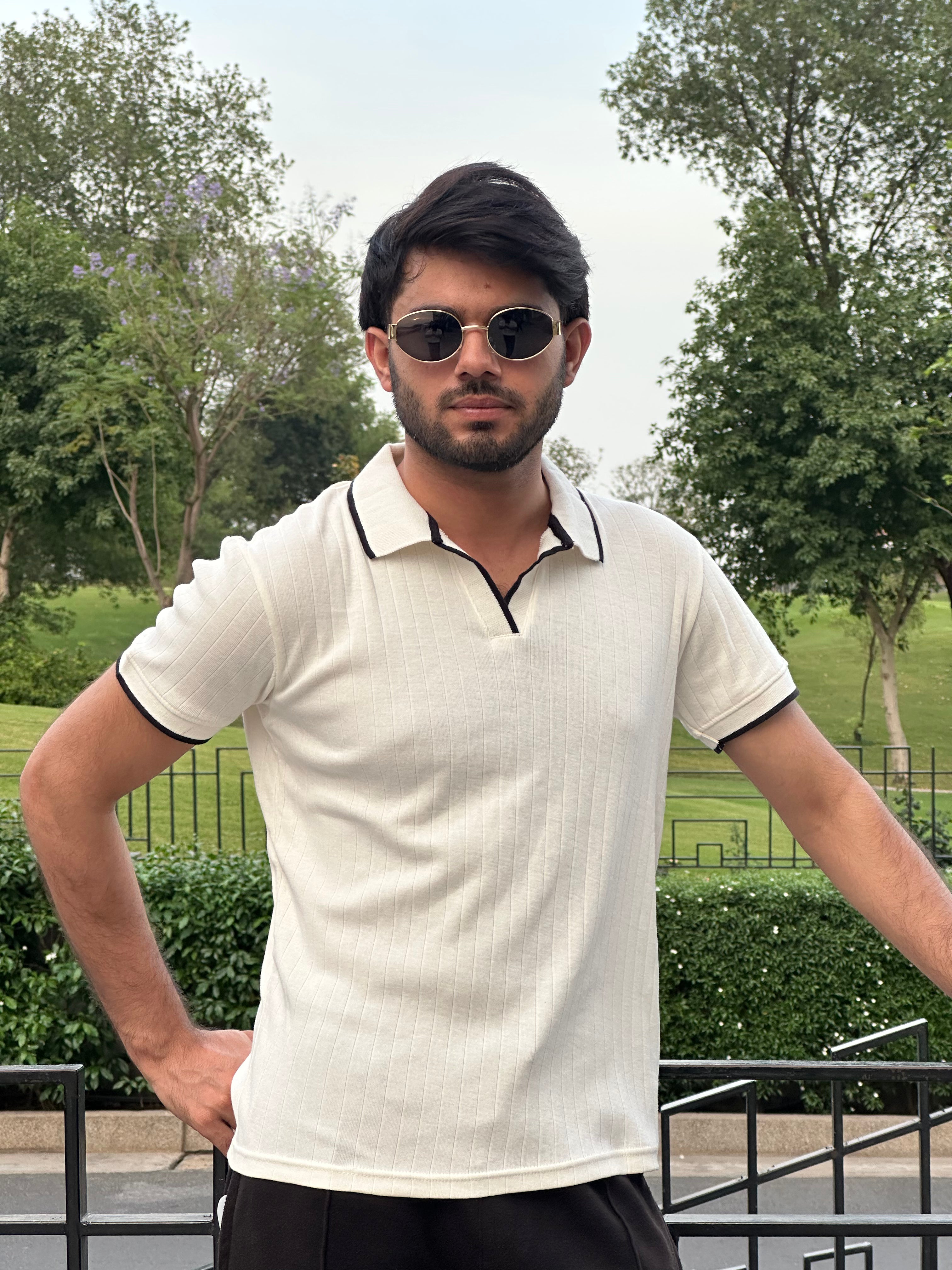Beige Signature Polo Tee