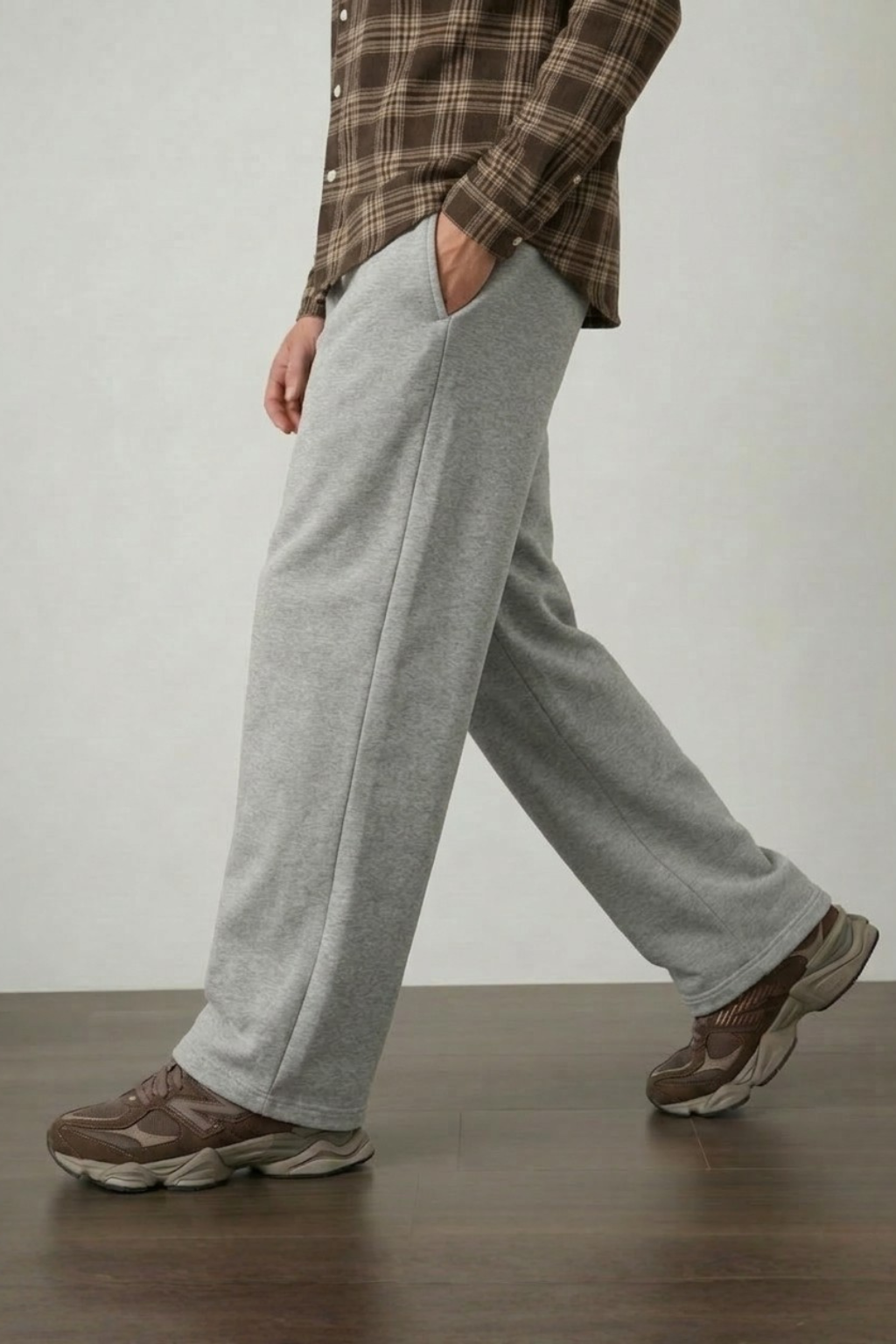 Grey Straight-Fit Trousers