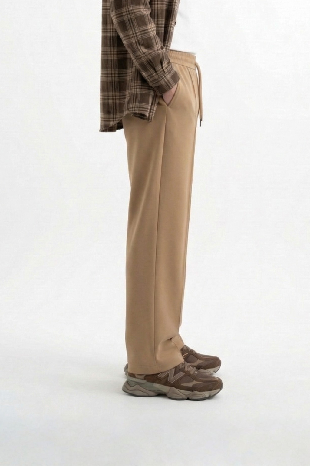 Light Brown Straight-Fit Trousers