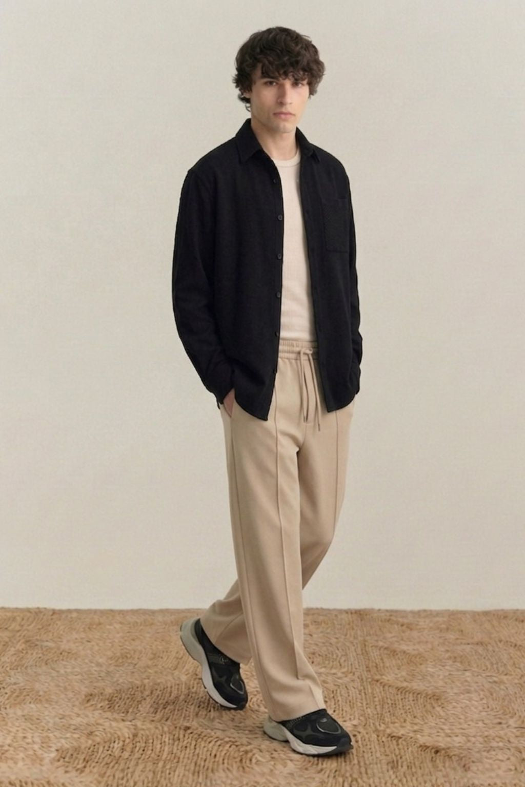 Light Brown Straight-Fit Trousers