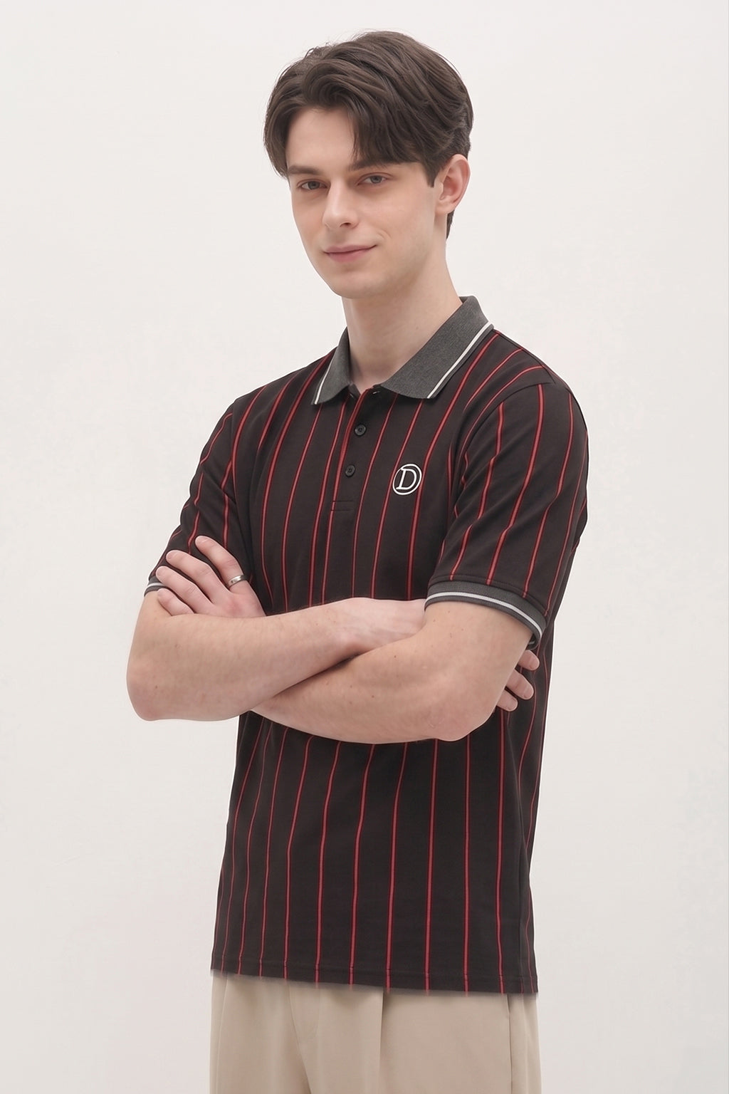 Black Pinstripe Polo T-Shirt