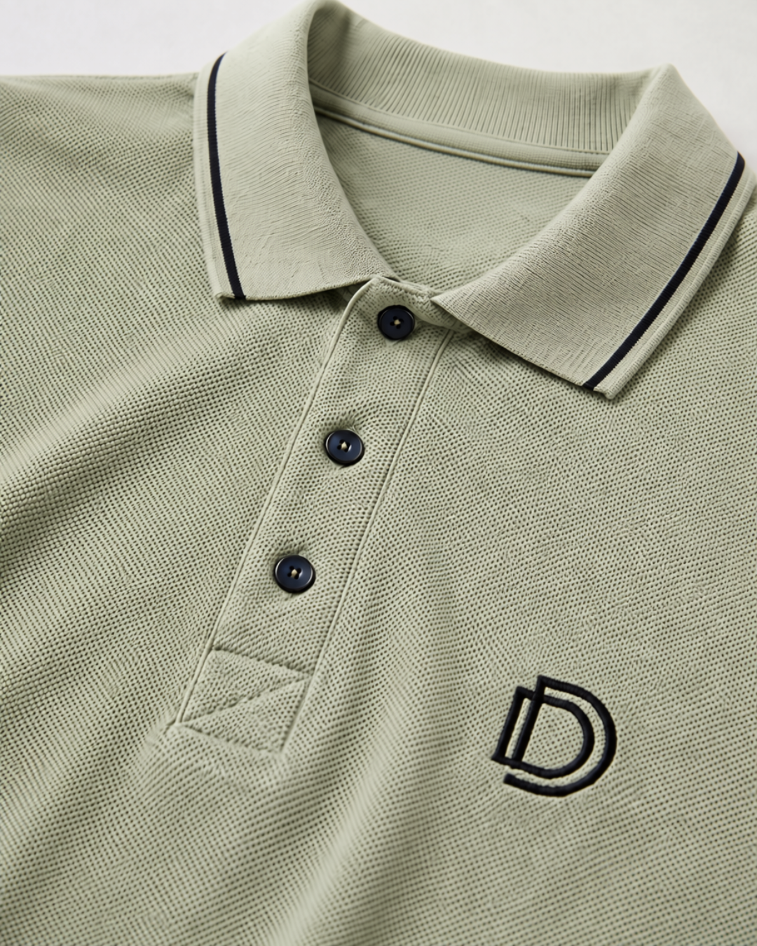 Olive Green Textured Polo T-Shirt