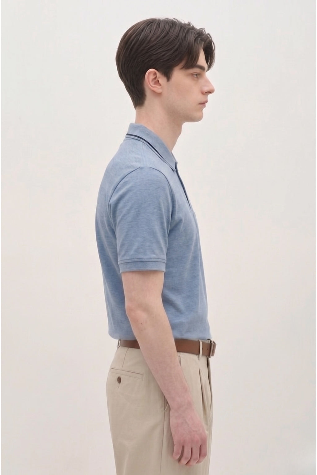 Sky Blue Textured Polo T-Shirt
