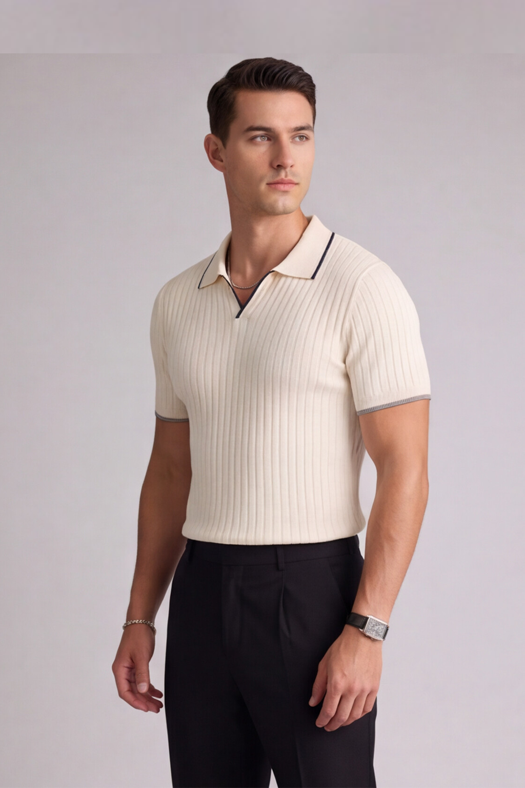 Beige Signature Polo Tee