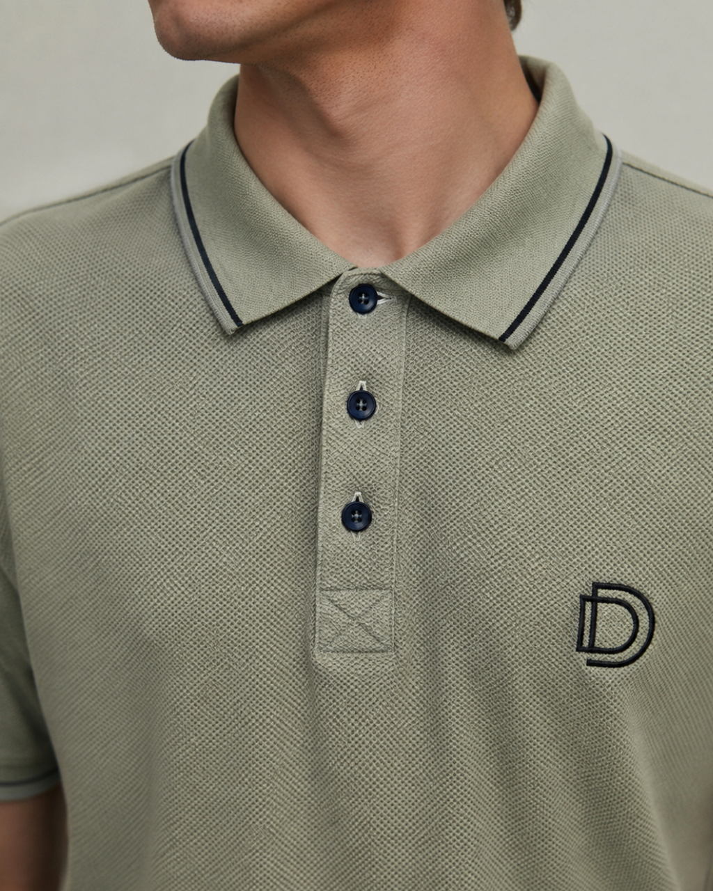 Olive Green Textured Polo T-Shirt