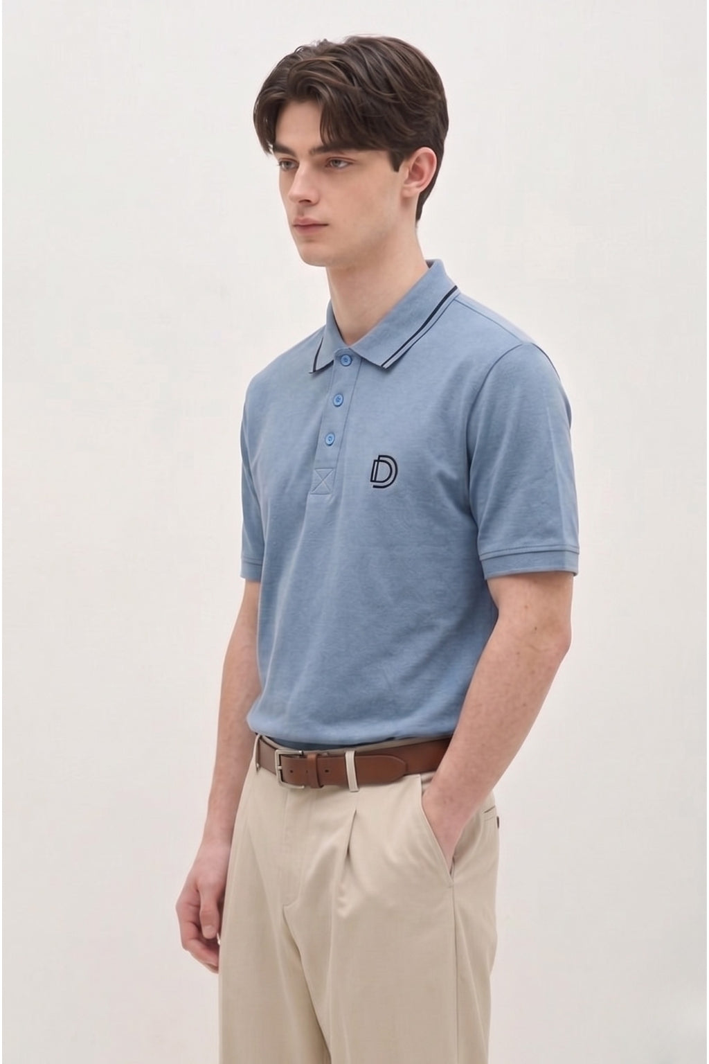 Sky Blue Textured Polo T-Shirt