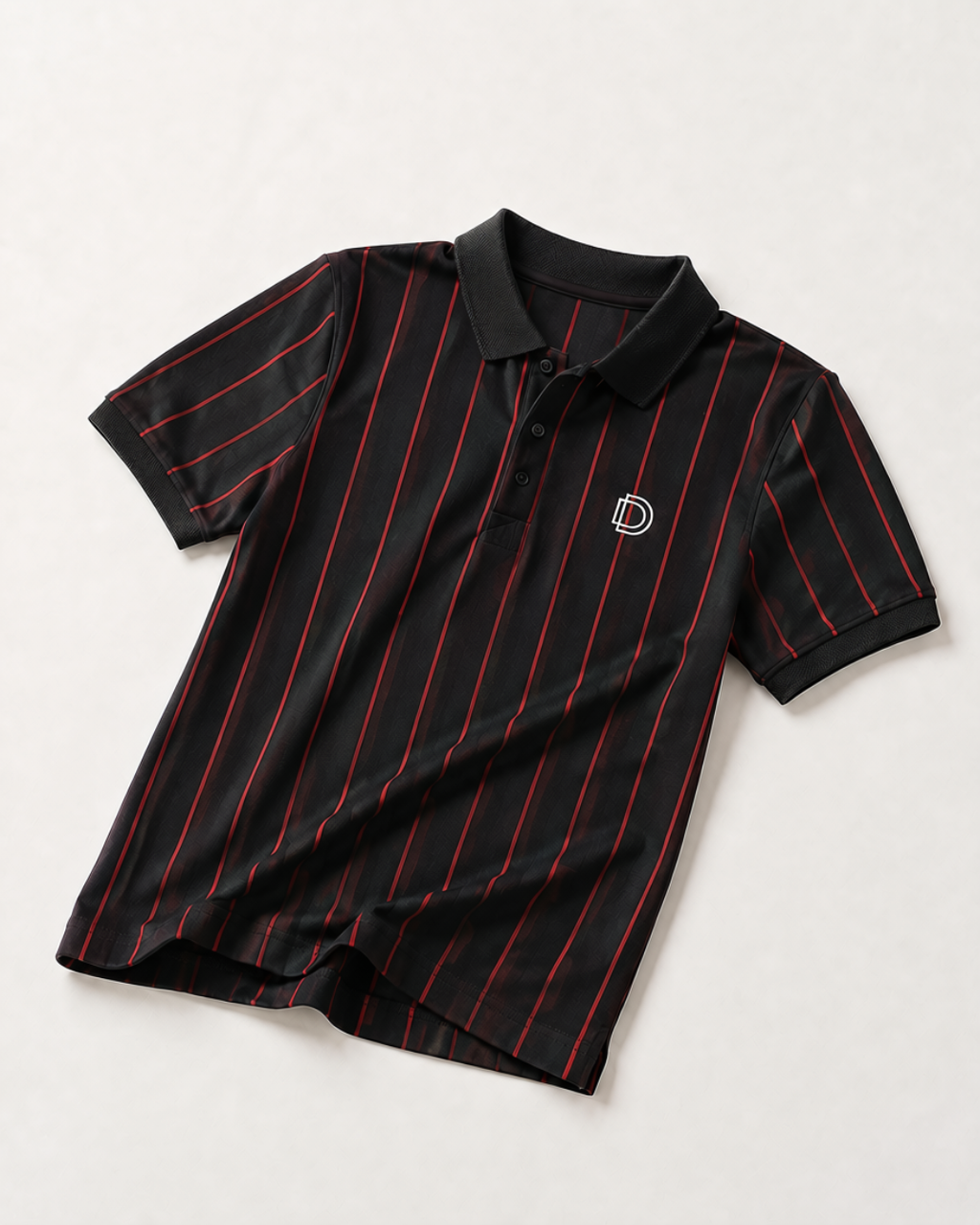 Black Pinstripe Polo T-Shirt
