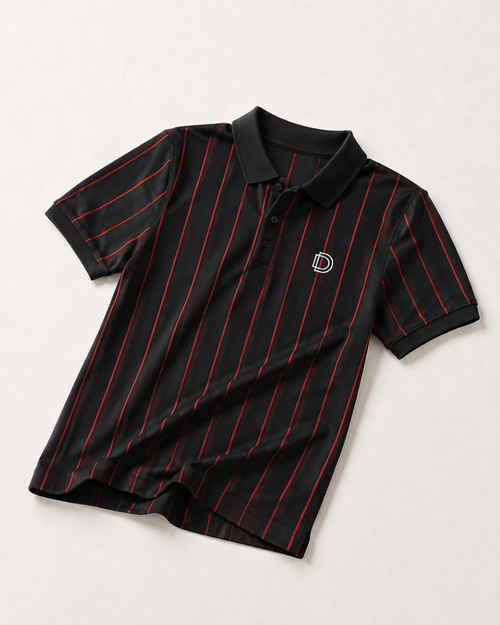 Black Pinstripe Polo T-Shirt