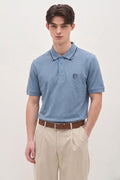 Sky Blue Textured Polo T-Shirt