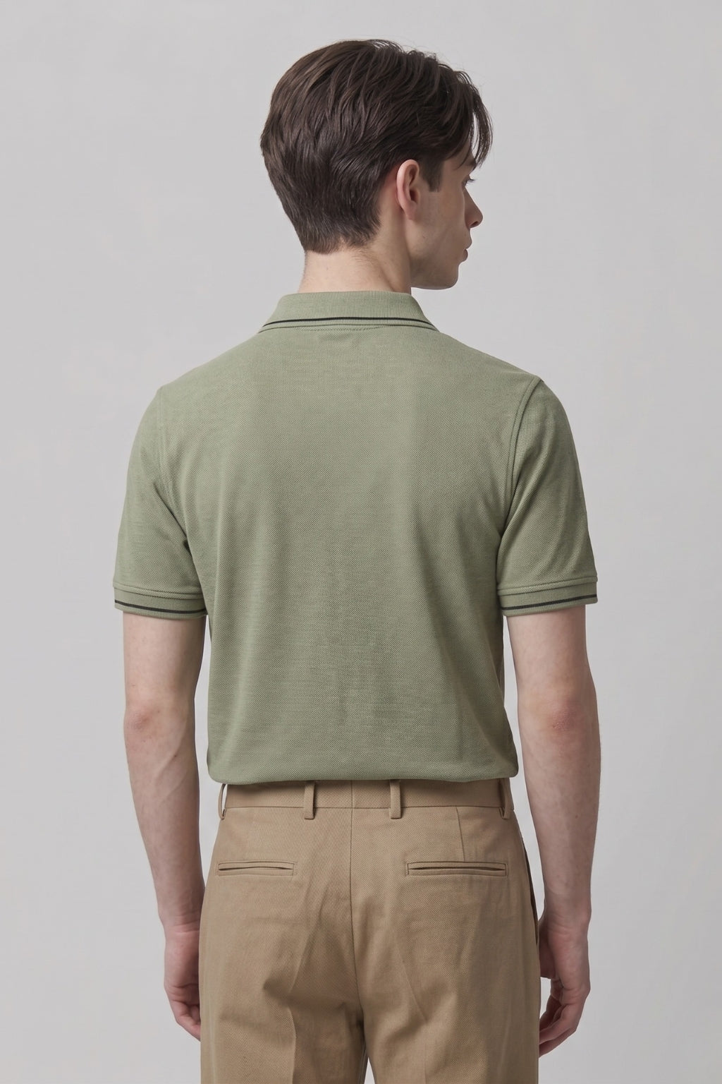 Olive Green Textured Polo T-Shirt
