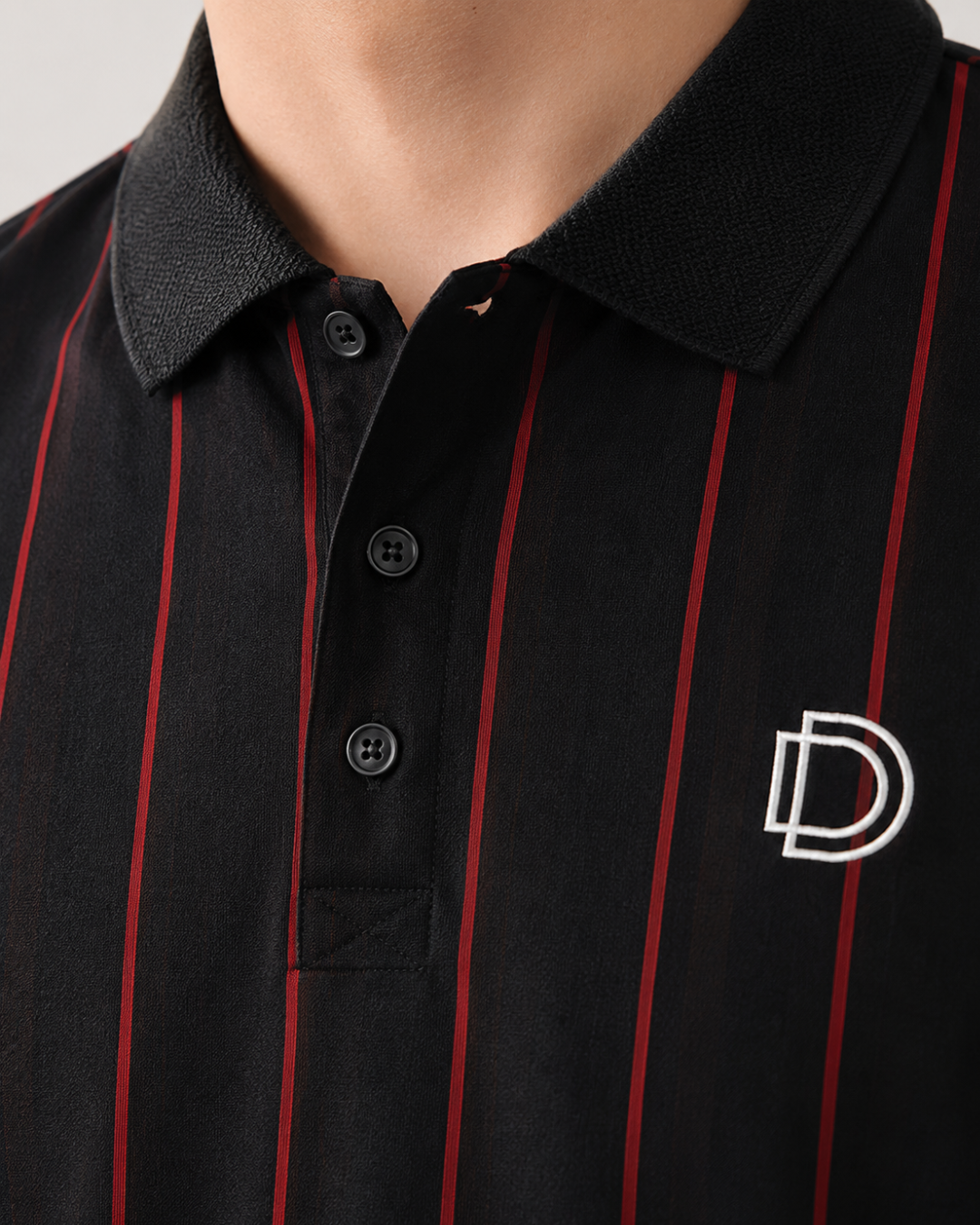 Black Pinstripe Polo T-Shirt