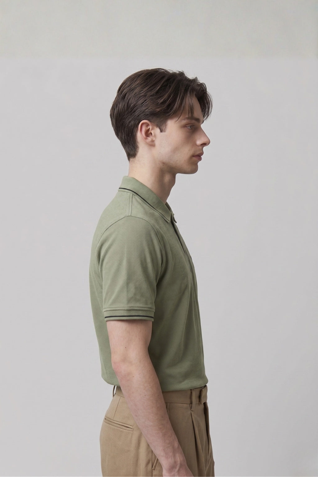 Olive Green Textured Polo T-Shirt
