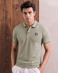 Olive Green Textured Polo T-Shirt
