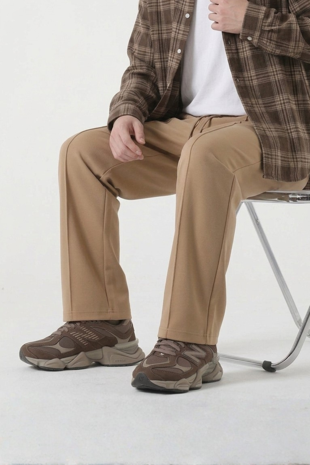 Light Brown Straight-Fit Trousers