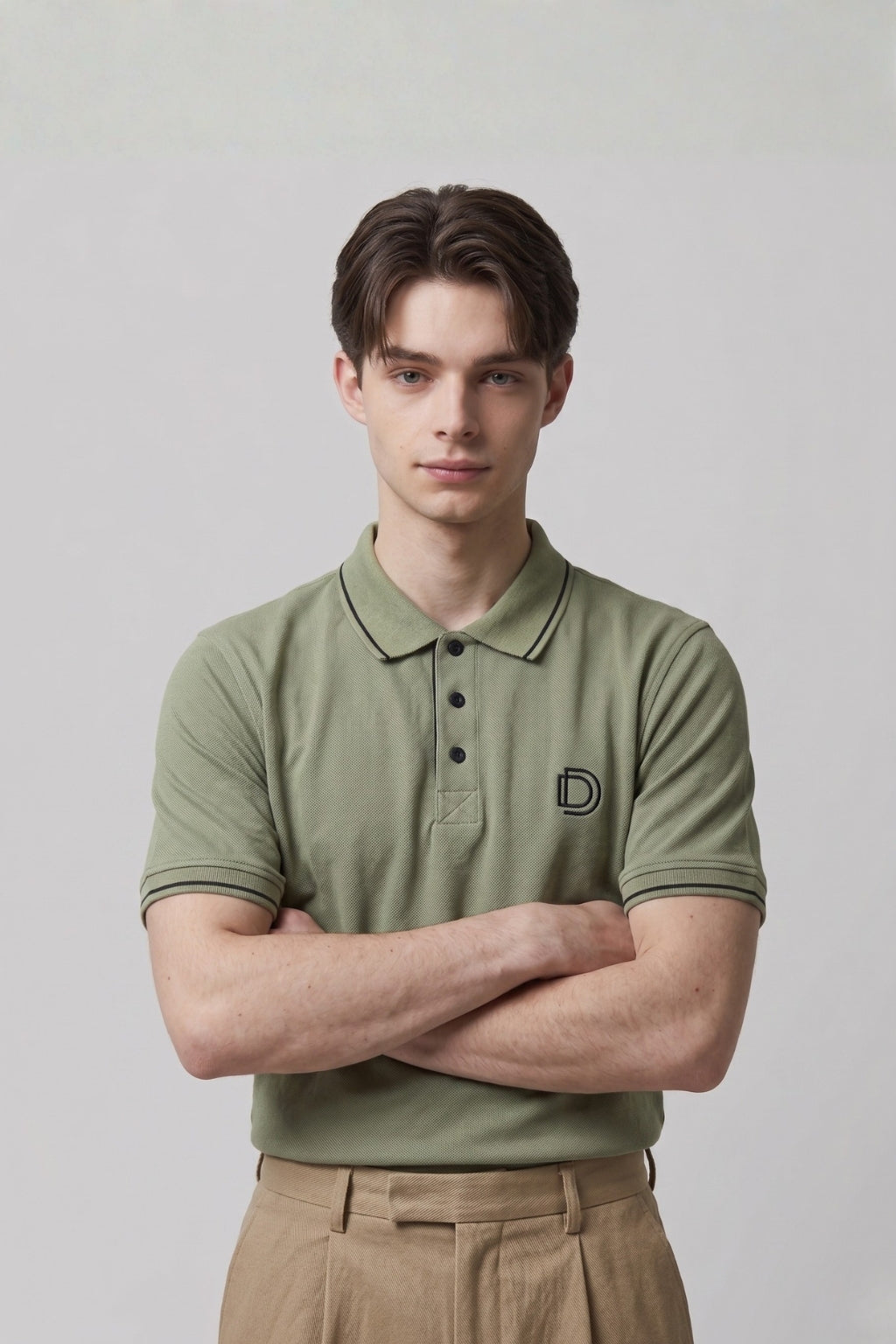 Olive Green Textured Polo T-Shirt