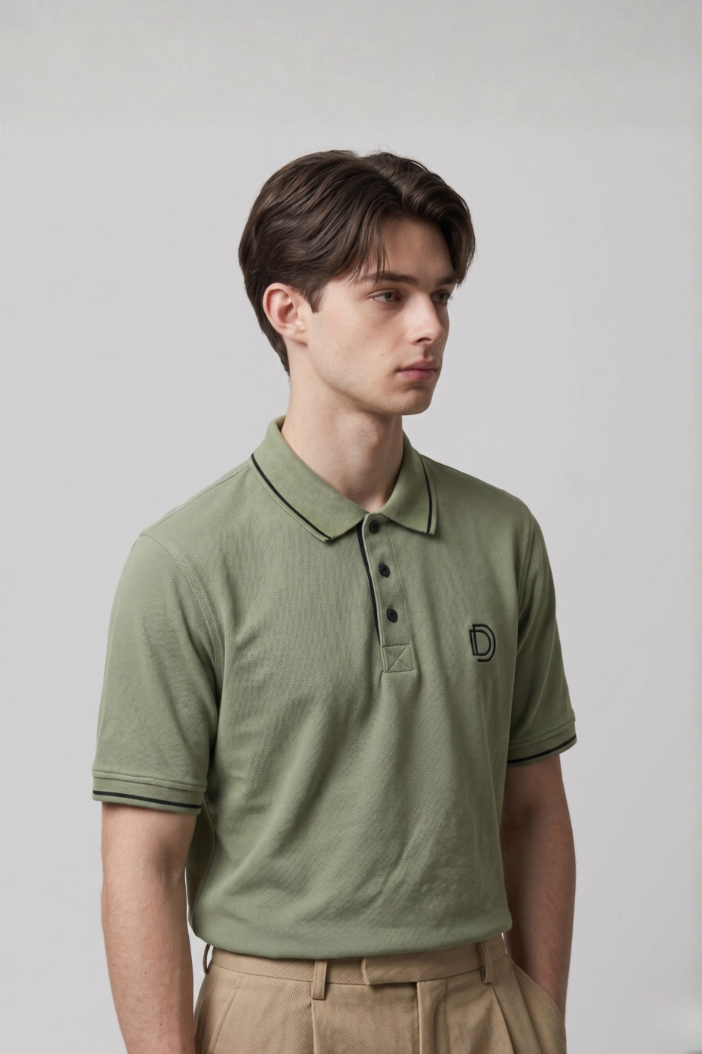 Olive Green Textured Polo T-Shirt