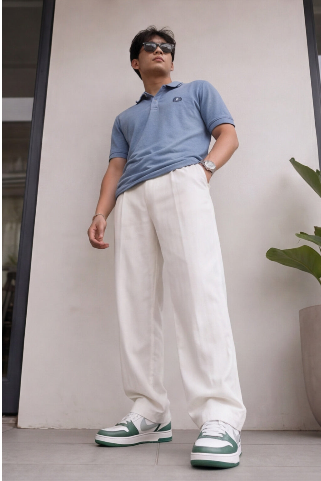 Sky Blue Textured Polo T-Shirt