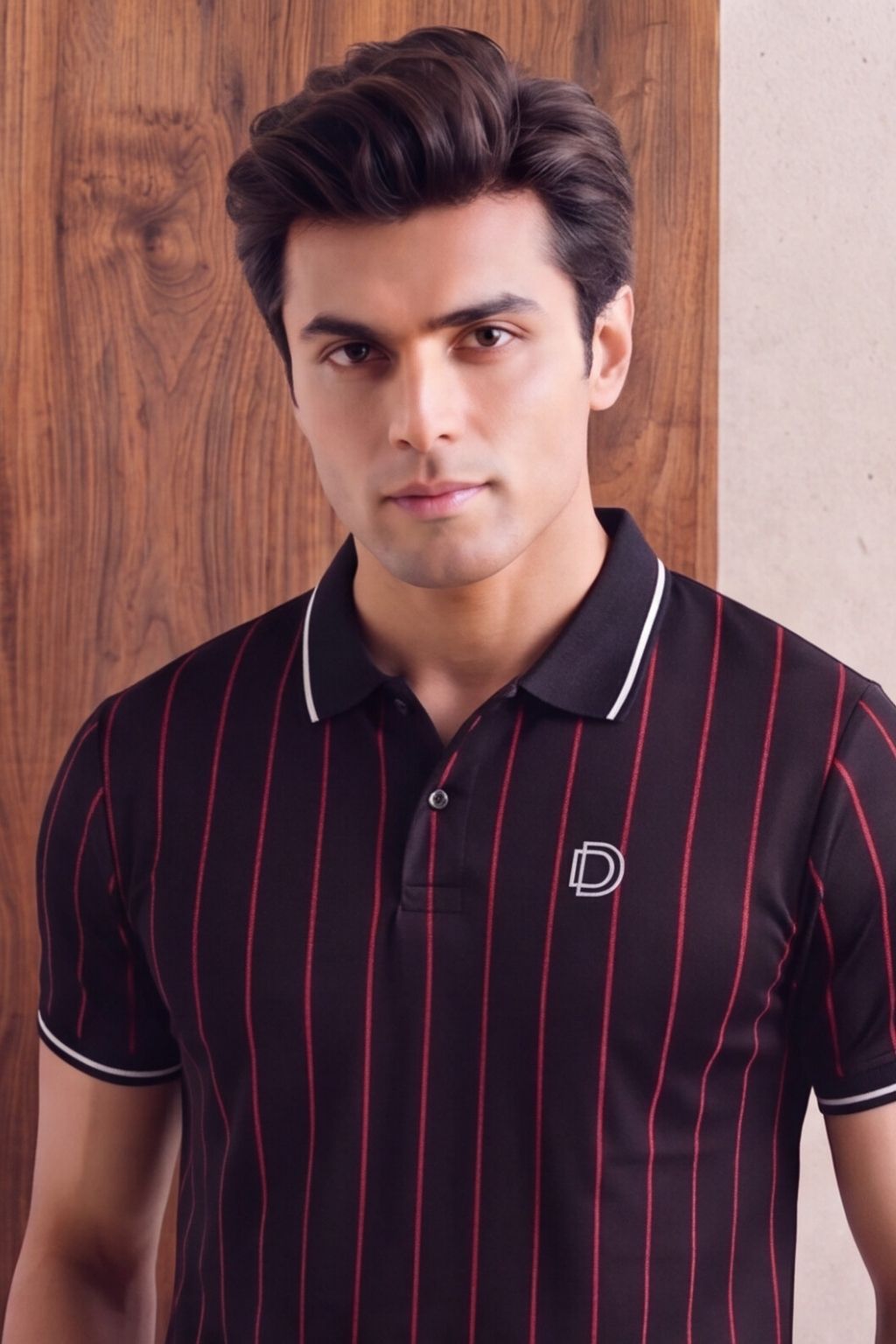 Black Pinstripe Polo T-Shirt