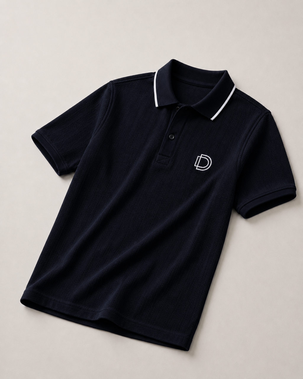 Textured Polo Shirt Navy Blue