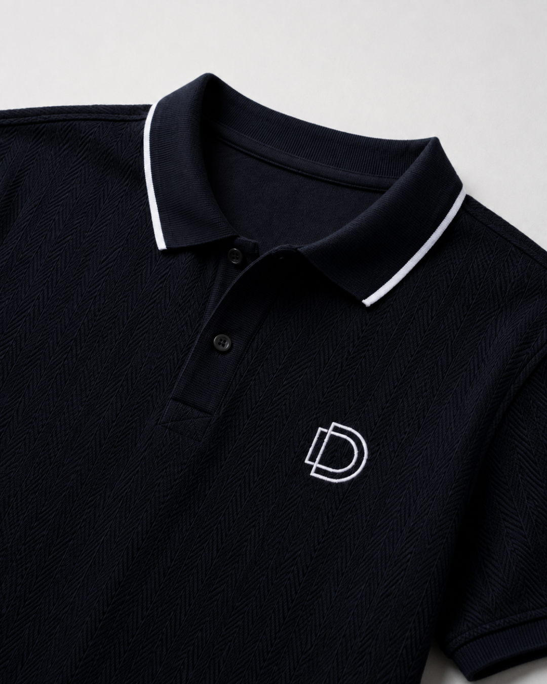 Textured Polo Shirt Navy Blue