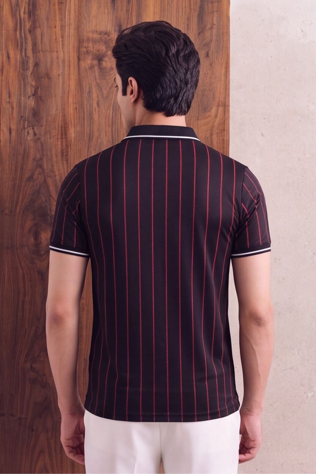 Black Pinstripe Polo T-Shirt