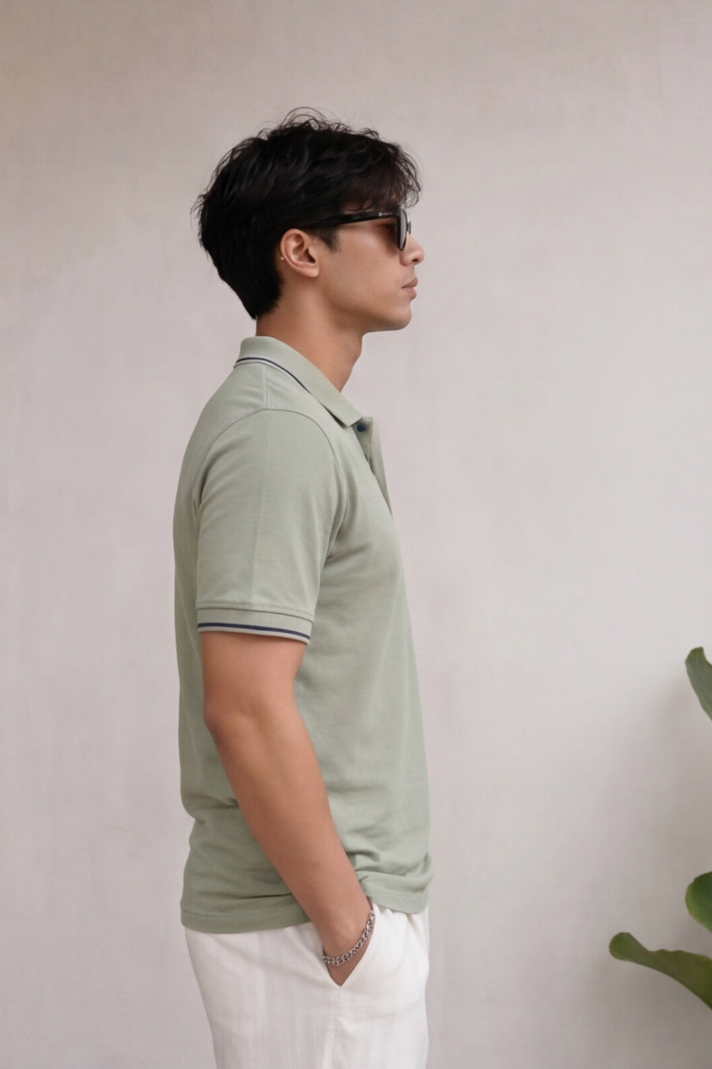 Olive Green Textured Polo T-Shirt