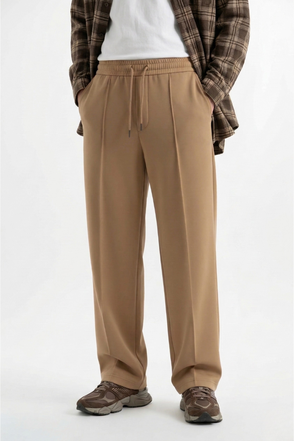 Light Brown Straight-Fit Trousers
