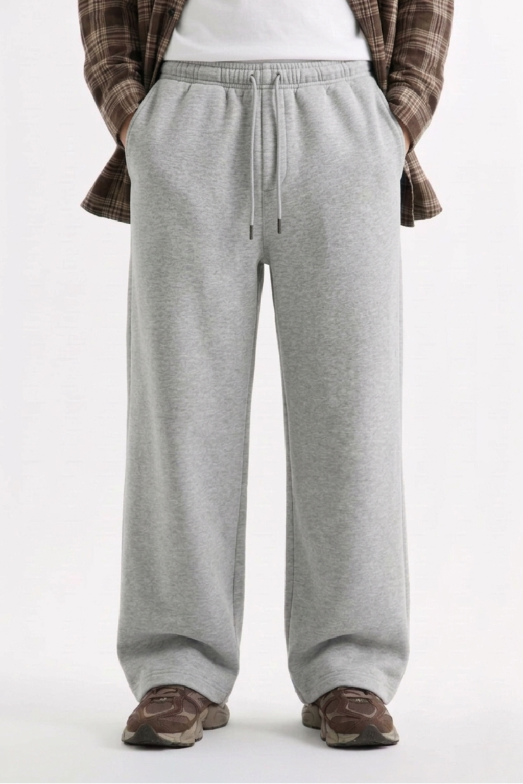 Grey Straight-Fit Trousers