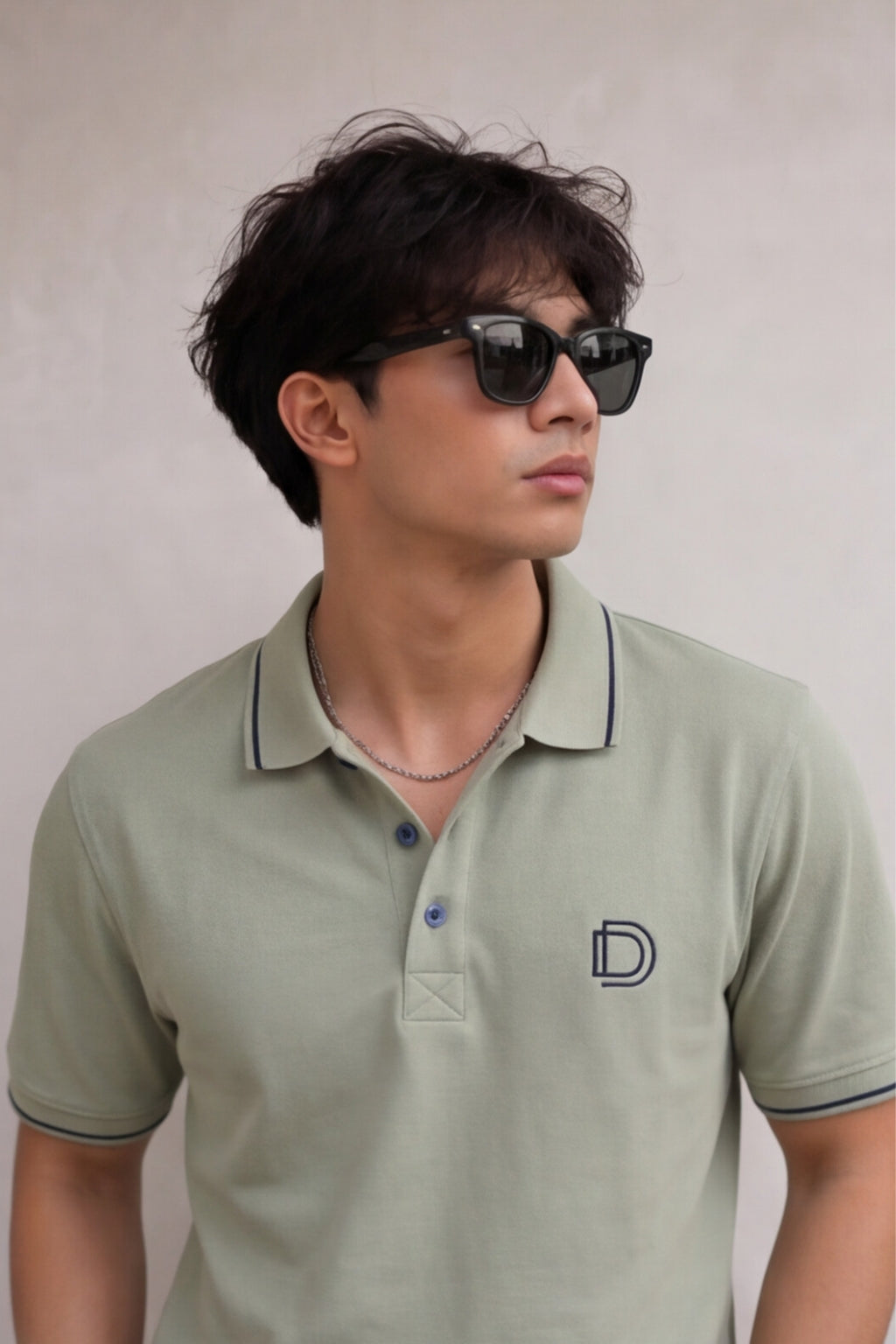 Olive Green Textured Polo T-Shirt