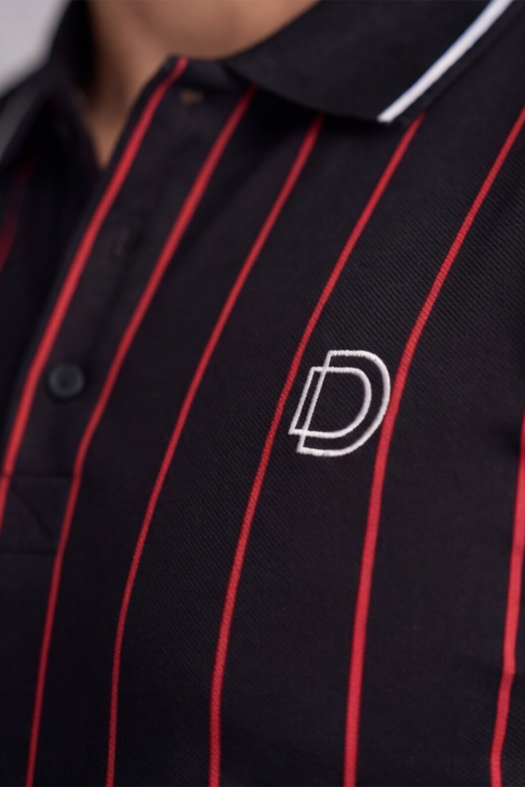 Black Pinstripe Polo T-Shirt