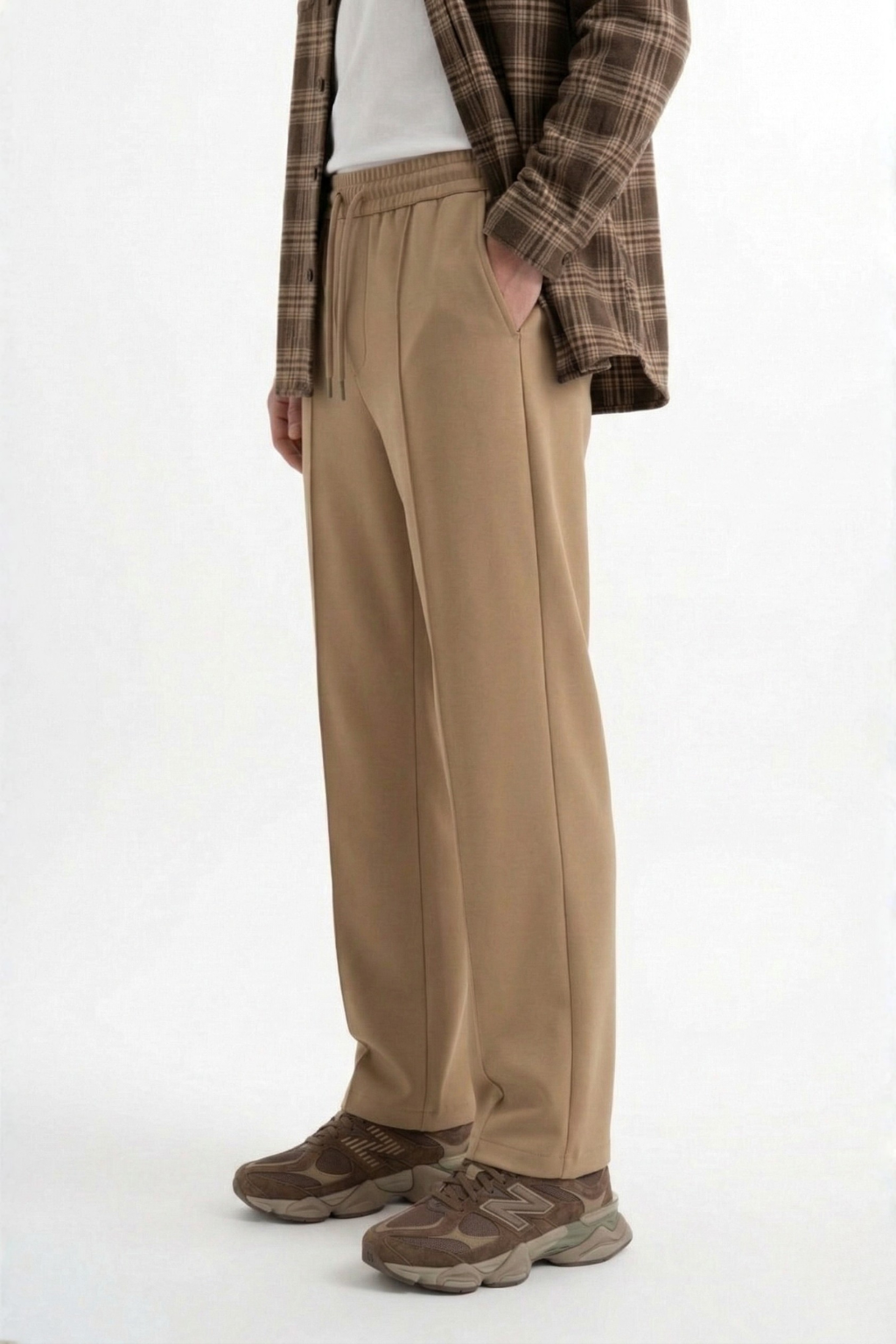 Light Brown Straight-Fit Trousers