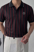 Black Pinstripe Polo T-Shirt