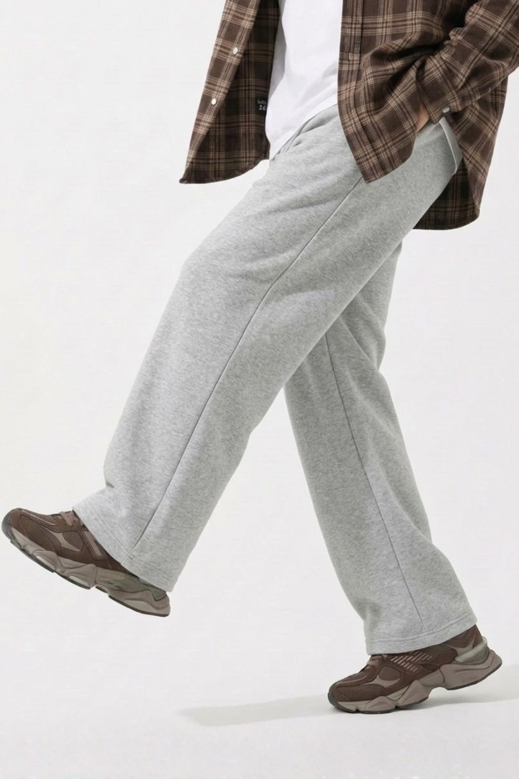 Grey Straight-Fit Trousers