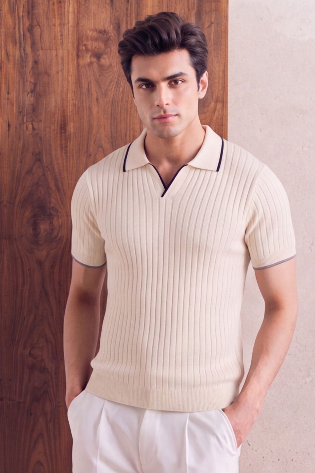 Beige Signature Polo Tee