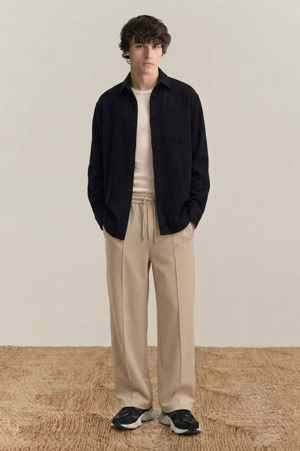Light Brown Straight-Fit Trousers