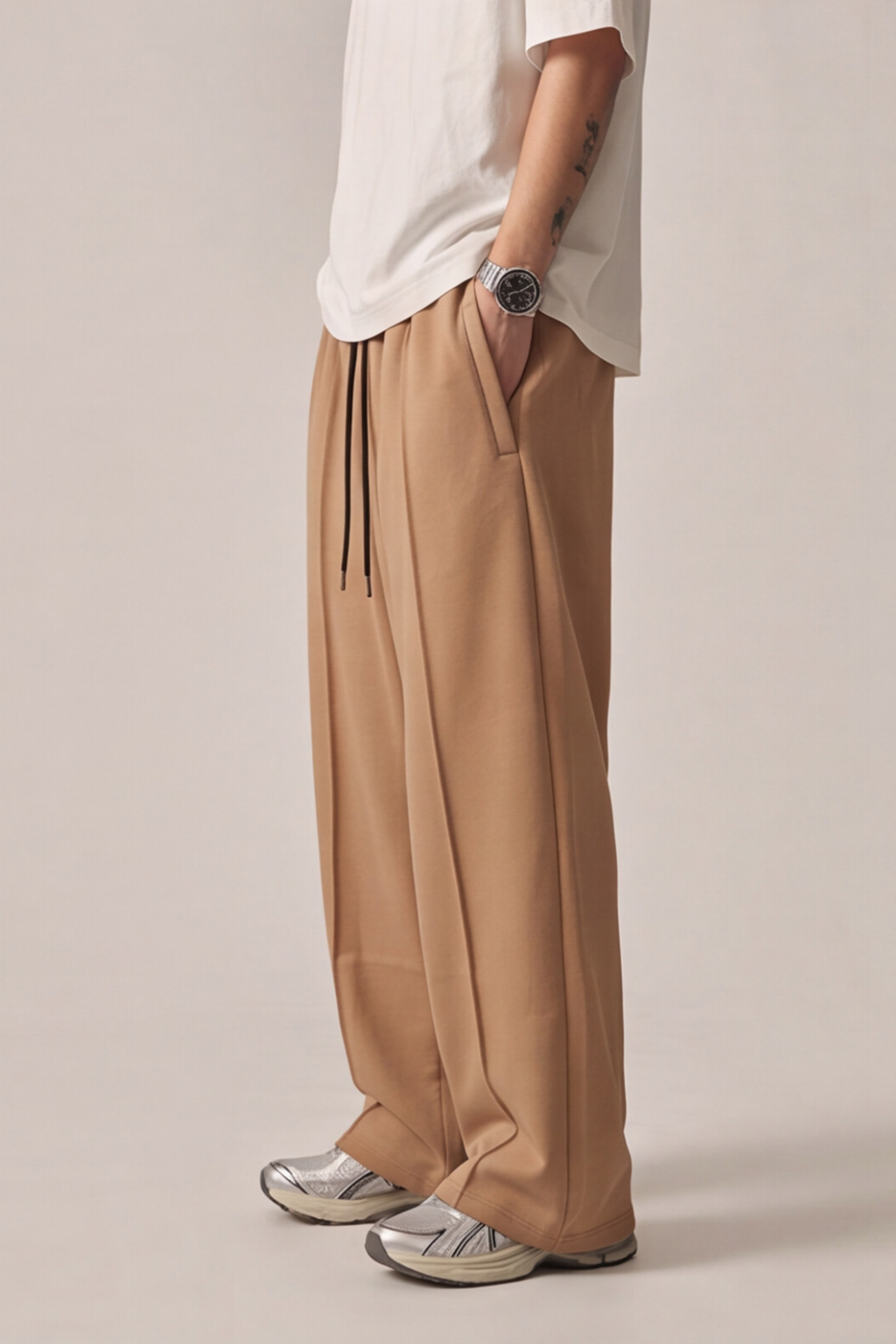 Camel Straight-Fit Trousers