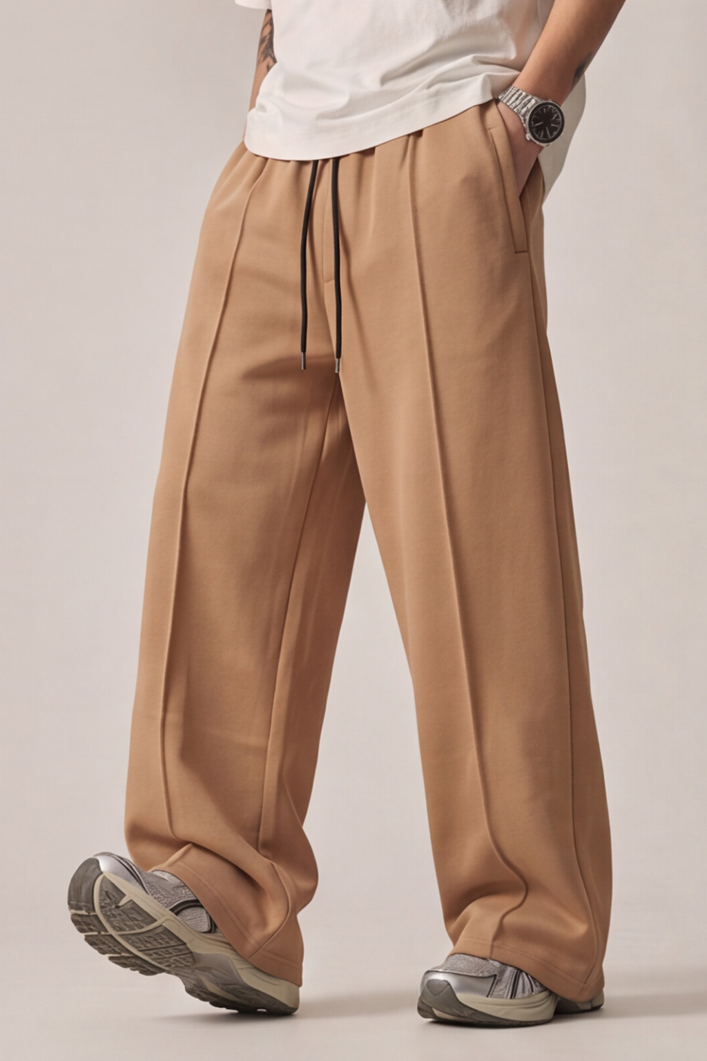 Camel Straight-Fit Trousers