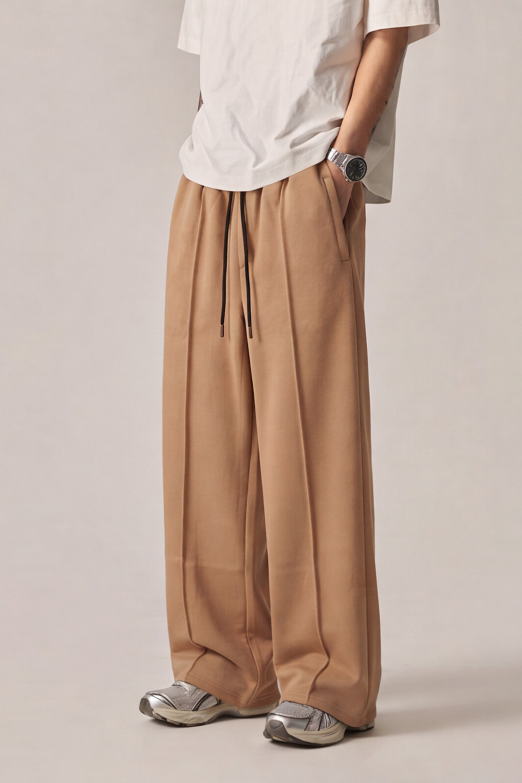 Camel Straight-Fit Trousers